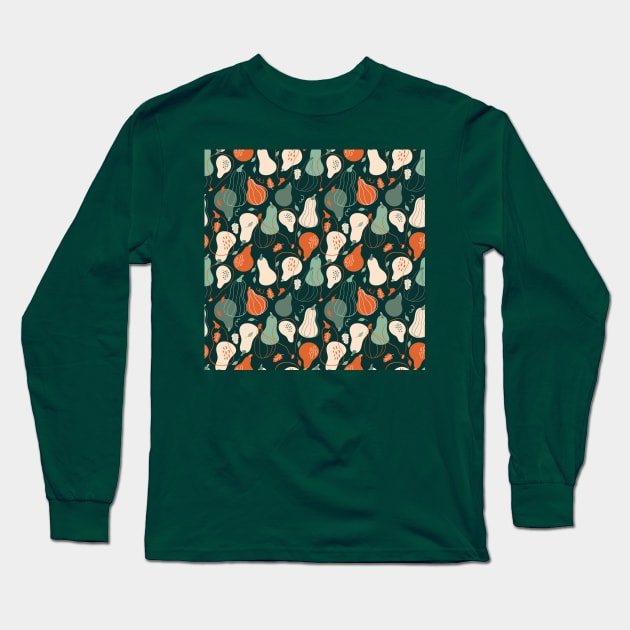 Seamless pattern with stylish pumpkins Long Sleeve T-Shirt by DanielK